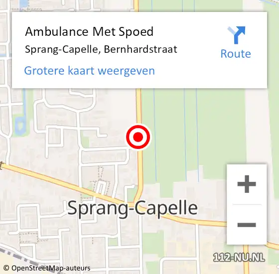 Locatie op kaart van de 112 melding: Ambulance Met Spoed Naar Sprang-Capelle, Bernhardstraat op 26 september 2015 13:16