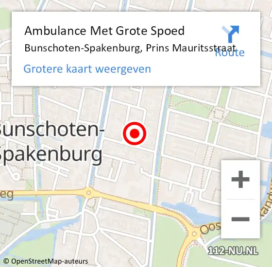 Locatie op kaart van de 112 melding: Ambulance Met Grote Spoed Naar Bunschoten-Spakenburg, Prins Mauritsstraat op 26 september 2015 17:34