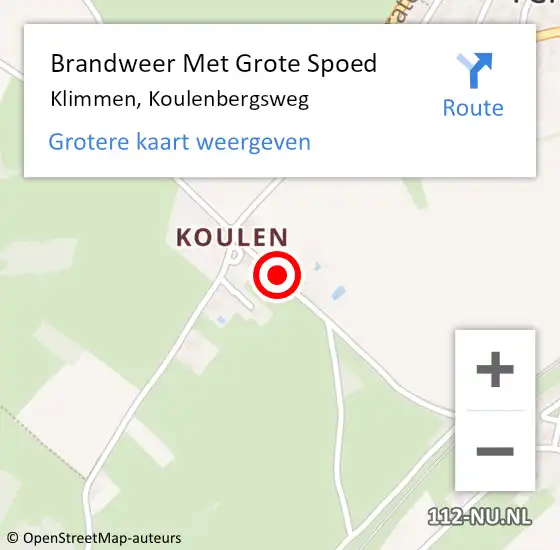 Locatie op kaart van de 112 melding: Brandweer Met Grote Spoed Naar Klimmen, Koulenbergsweg op 26 september 2015 18:01