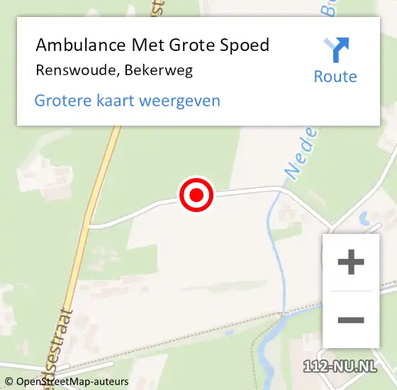 Locatie op kaart van de 112 melding: Ambulance Met Grote Spoed Naar Renswoude, Bekerweg op 26 september 2015 19:30