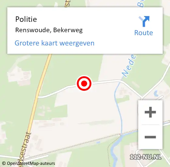 Locatie op kaart van de 112 melding: Politie Renswoude, Bekerweg op 26 september 2015 19:32