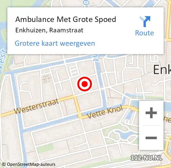 Locatie op kaart van de 112 melding: Ambulance Met Grote Spoed Naar Enkhuizen, Raamstraat op 26 september 2015 19:32