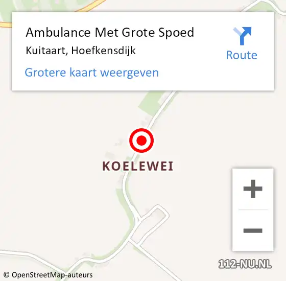 Locatie op kaart van de 112 melding: Ambulance Met Grote Spoed Naar Kuitaart, Hoefkensdijk op 26 september 2015 20:49