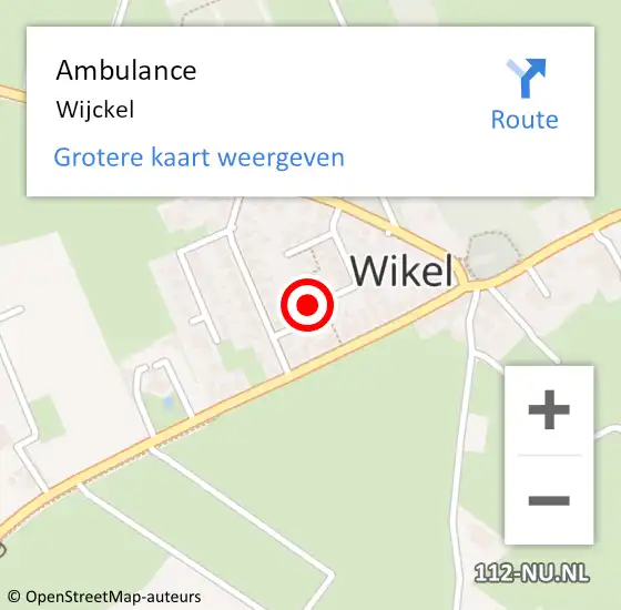 Locatie op kaart van de 112 melding: Ambulance Wijckel op 26 september 2015 20:50