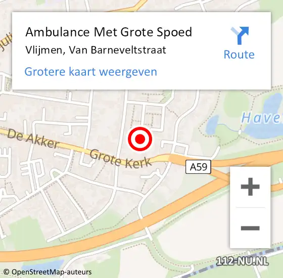 Locatie op kaart van de 112 melding: Ambulance Met Grote Spoed Naar Vlijmen, Van Barneveltstraat op 26 september 2015 22:45