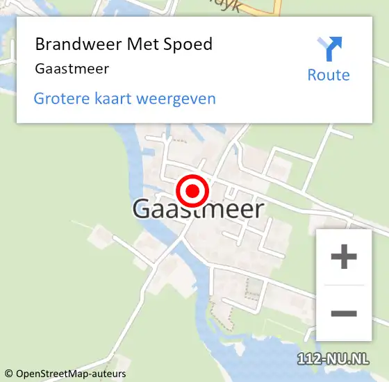 Locatie op kaart van de 112 melding: Brandweer Met Spoed Naar Gaastmeer op 27 september 2015 00:43