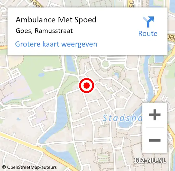 Locatie op kaart van de 112 melding: Ambulance Met Spoed Naar Goes, Ramusstraat op 27 september 2015 02:51