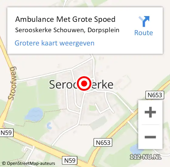 Locatie op kaart van de 112 melding: Ambulance Met Grote Spoed Naar Serooskerke Schouwen, Dorpsplein op 27 september 2015 09:25