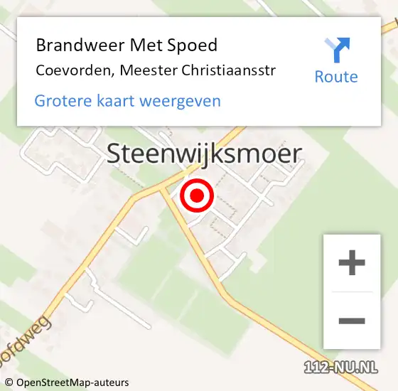 Locatie op kaart van de 112 melding: Brandweer Met Spoed Naar Coevorden, Meester Christiaansstr op 27 september 2015 09:54