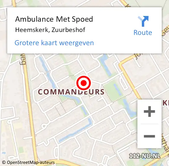 Locatie op kaart van de 112 melding: Ambulance Met Spoed Naar Heemskerk, Zuurbeshof op 27 september 2015 10:23