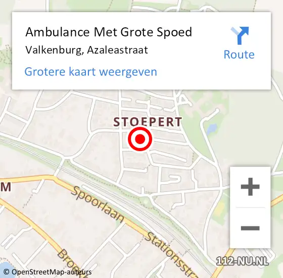 Locatie op kaart van de 112 melding: Ambulance Met Grote Spoed Naar Valkenburg, Azaleastraat op 21 november 2013 18:42