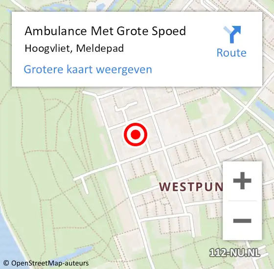 Locatie op kaart van de 112 melding: Ambulance Met Grote Spoed Naar Hoogvliet, Meldepad op 27 september 2015 11:00