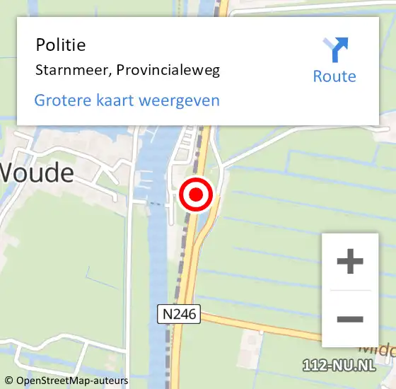 Locatie op kaart van de 112 melding: Politie Starnmeer, Provincialeweg op 27 september 2015 11:04