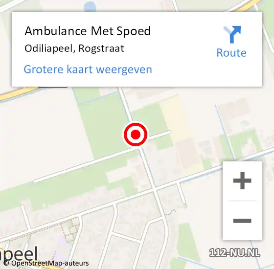 Locatie op kaart van de 112 melding: Ambulance Met Spoed Naar Odiliapeel, Rogstraat op 27 september 2015 11:13