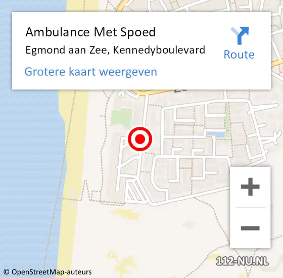 Locatie op kaart van de 112 melding: Ambulance Met Spoed Naar Egmond aan Zee, Kennedyboulevard op 27 september 2015 11:17