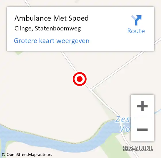 Locatie op kaart van de 112 melding: Ambulance Met Spoed Naar Clinge, Statenboomweg op 27 september 2015 11:28