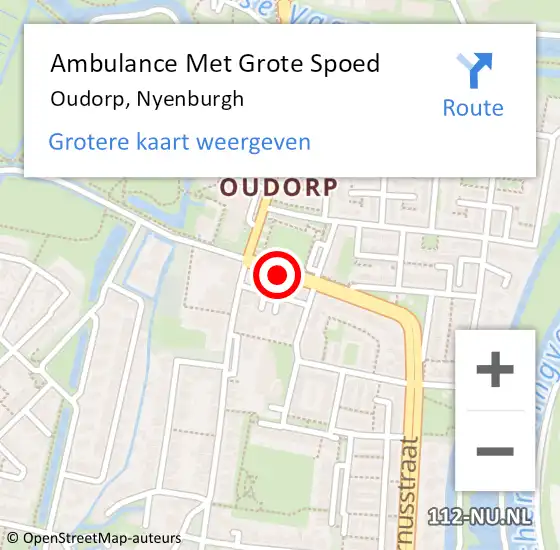 Locatie op kaart van de 112 melding: Ambulance Met Grote Spoed Naar Oudorp, Nyenburgh op 27 september 2015 12:25