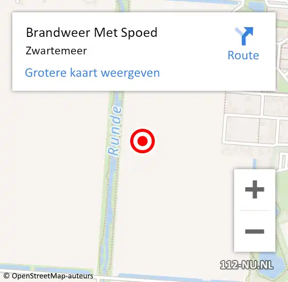 Locatie op kaart van de 112 melding: Brandweer Met Spoed Naar Zwartemeer op 27 september 2015 13:16