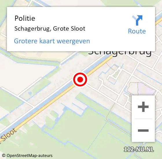 Locatie op kaart van de 112 melding: Politie Schagerbrug, Grote Sloot op 27 september 2015 14:39