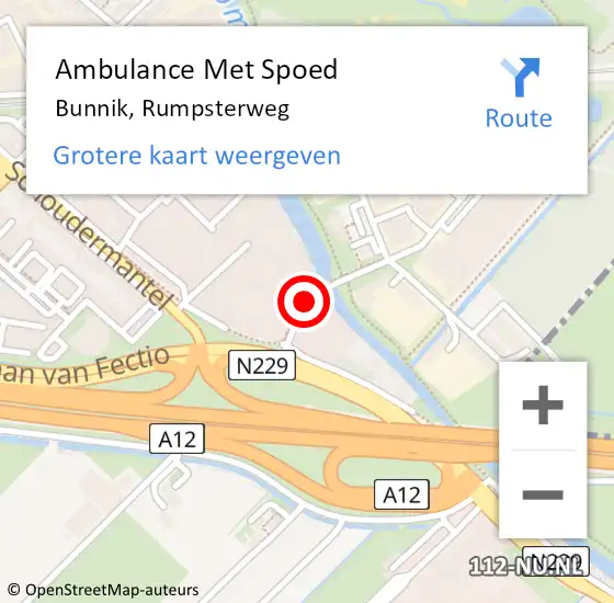 Locatie op kaart van de 112 melding: Ambulance Met Spoed Naar Bunnik, Rumpsterweg op 27 september 2015 15:01