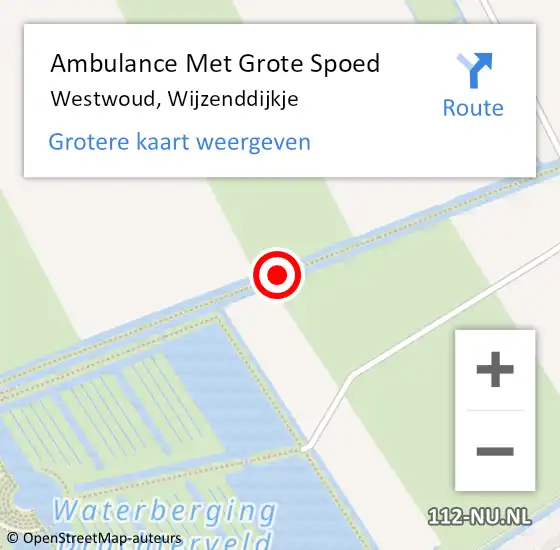 Locatie op kaart van de 112 melding: Ambulance Met Grote Spoed Naar Westwoud, Wijzenddijkje op 27 september 2015 15:16