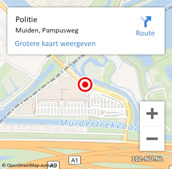 Locatie op kaart van de 112 melding: Politie Muiden, Pampusweg op 27 september 2015 15:29