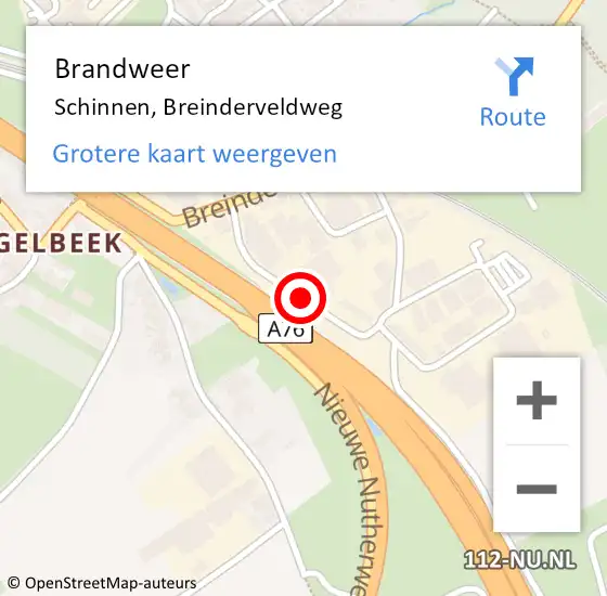 Locatie op kaart van de 112 melding: Brandweer Schinnen, Breinderveldweg op 21 november 2013 19:25