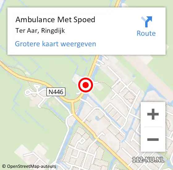 Locatie op kaart van de 112 melding: Ambulance Met Spoed Naar Ter Aar, Ringdijk op 27 september 2015 16:30