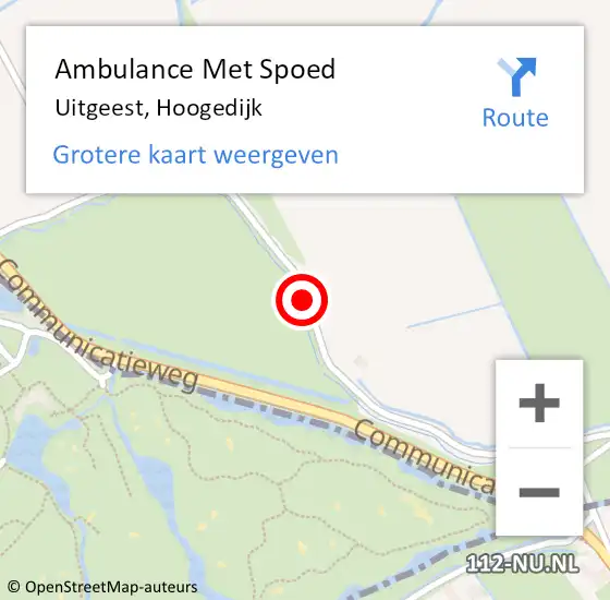 Locatie op kaart van de 112 melding: Ambulance Met Spoed Naar Uitgeest, Hoogedijk op 27 september 2015 16:38