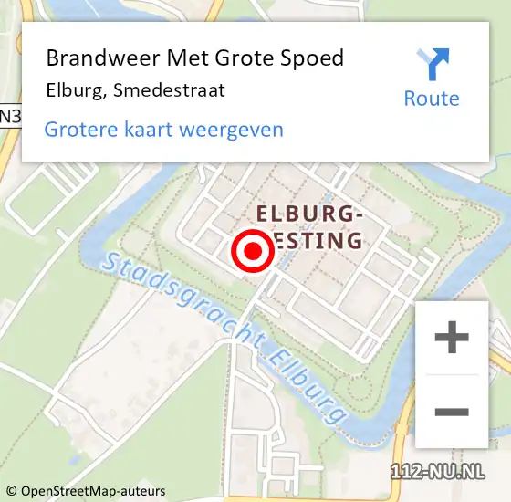 Locatie op kaart van de 112 melding: Brandweer Met Grote Spoed Naar Elburg, Smedestraat op 27 september 2015 16:44