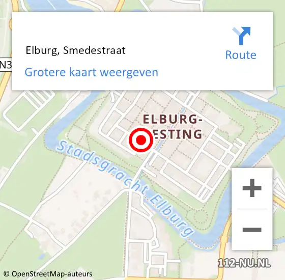 Locatie op kaart van de 112 melding:  Elburg, Smedestraat op 27 september 2015 16:46