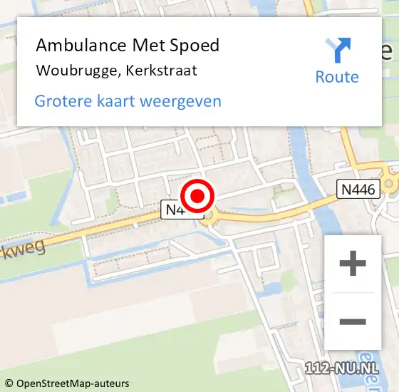 Locatie op kaart van de 112 melding: Ambulance Met Spoed Naar Woubrugge, Kerkstraat op 27 september 2015 18:07