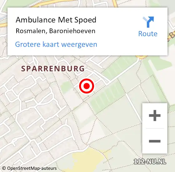 Locatie op kaart van de 112 melding: Ambulance Met Spoed Naar Rosmalen, Baroniehoeven op 27 september 2015 18:09