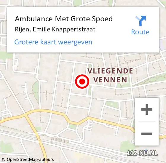 Locatie op kaart van de 112 melding: Ambulance Met Grote Spoed Naar Rijen, Emilie Knappertstraat op 27 september 2015 18:42