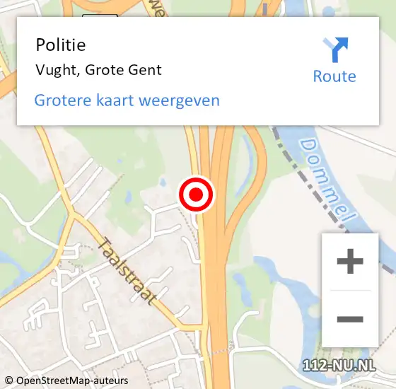 Locatie op kaart van de 112 melding: Politie Vught, Grote Gent op 27 september 2015 19:10