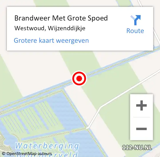 Locatie op kaart van de 112 melding: Brandweer Met Grote Spoed Naar Westwoud, Wijzenddijkje op 27 september 2015 19:22