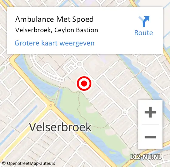 Locatie op kaart van de 112 melding: Ambulance Met Spoed Naar Velserbroek, Ceylon Bastion op 27 september 2015 19:50