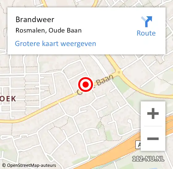 Locatie op kaart van de 112 melding: Brandweer Rosmalen, Oude Baan op 27 september 2015 20:20