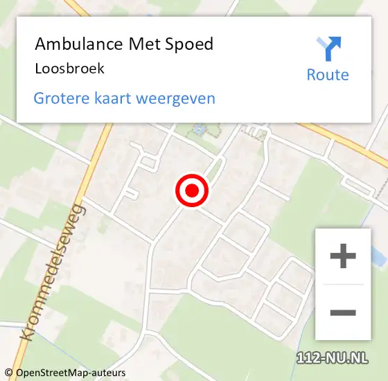 Locatie op kaart van de 112 melding: Ambulance Met Spoed Naar Loosbroek op 27 september 2015 22:08