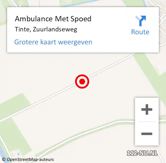 Locatie op kaart van de 112 melding: Ambulance Met Spoed Naar Tinte, Zuurlandseweg op 28 september 2015 03:42