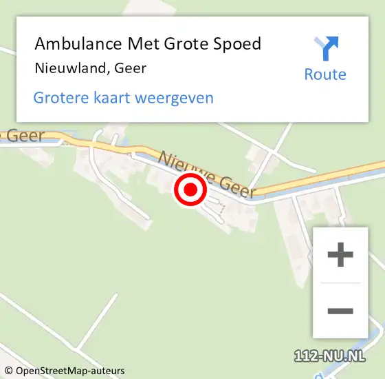 Locatie op kaart van de 112 melding: Ambulance Met Grote Spoed Naar Nieuwland, Geer op 28 september 2015 05:06