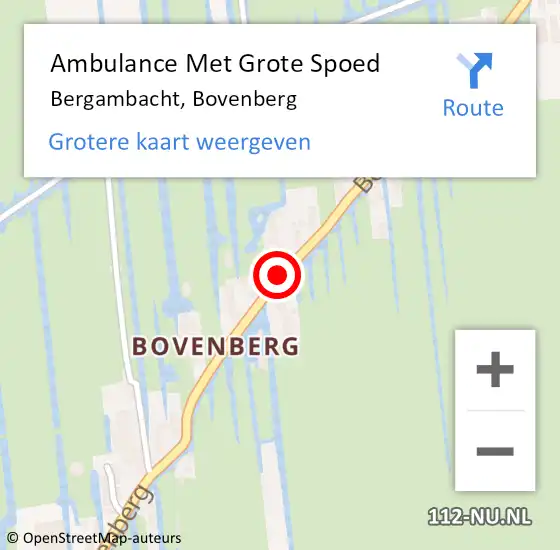 Locatie op kaart van de 112 melding: Ambulance Met Grote Spoed Naar Bergambacht, Bovenberg op 28 september 2015 06:56