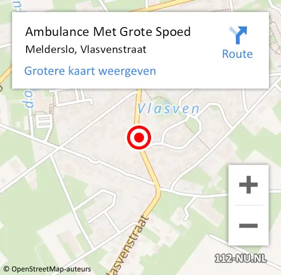 Locatie op kaart van de 112 melding: Ambulance Met Grote Spoed Naar Melderslo, Vlasvenstraat op 13 september 2013 14:37
