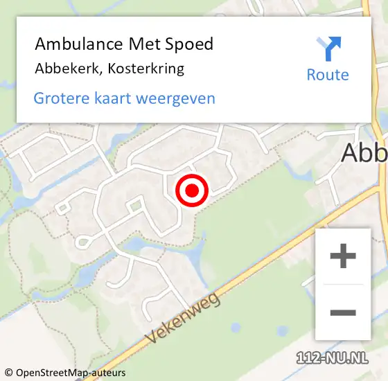 Locatie op kaart van de 112 melding: Ambulance Met Spoed Naar Abbekerk, Kosterkring op 28 september 2015 08:57