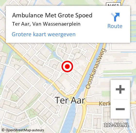 Locatie op kaart van de 112 melding: Ambulance Met Grote Spoed Naar Ter Aar, Van Wassenaerplein op 28 september 2015 09:12