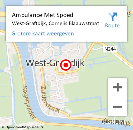 Locatie op kaart van de 112 melding: Ambulance Met Spoed Naar West-Graftdijk, Cornelis Blaauwstraat op 28 september 2015 09:27