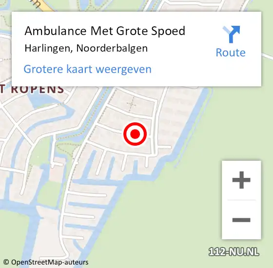 Locatie op kaart van de 112 melding: Ambulance Met Grote Spoed Naar Harlingen, Noorderbalgen op 28 september 2015 09:42