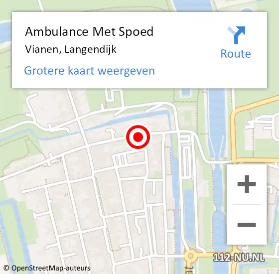 Locatie op kaart van de 112 melding: Ambulance Met Spoed Naar Vianen, Langendijk op 28 september 2015 11:25