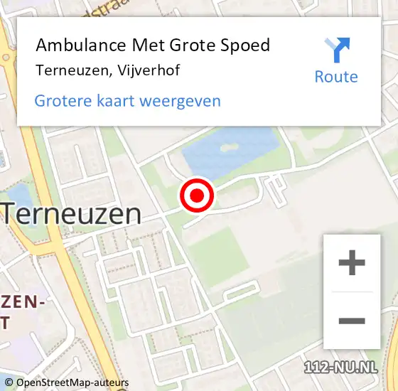 Locatie op kaart van de 112 melding: Ambulance Met Grote Spoed Naar Terneuzen, Vijverhof op 21 november 2013 21:39