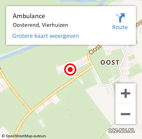 Locatie op kaart van de 112 melding: Ambulance Oosterend, Vierhuizen op 13 september 2013 14:40